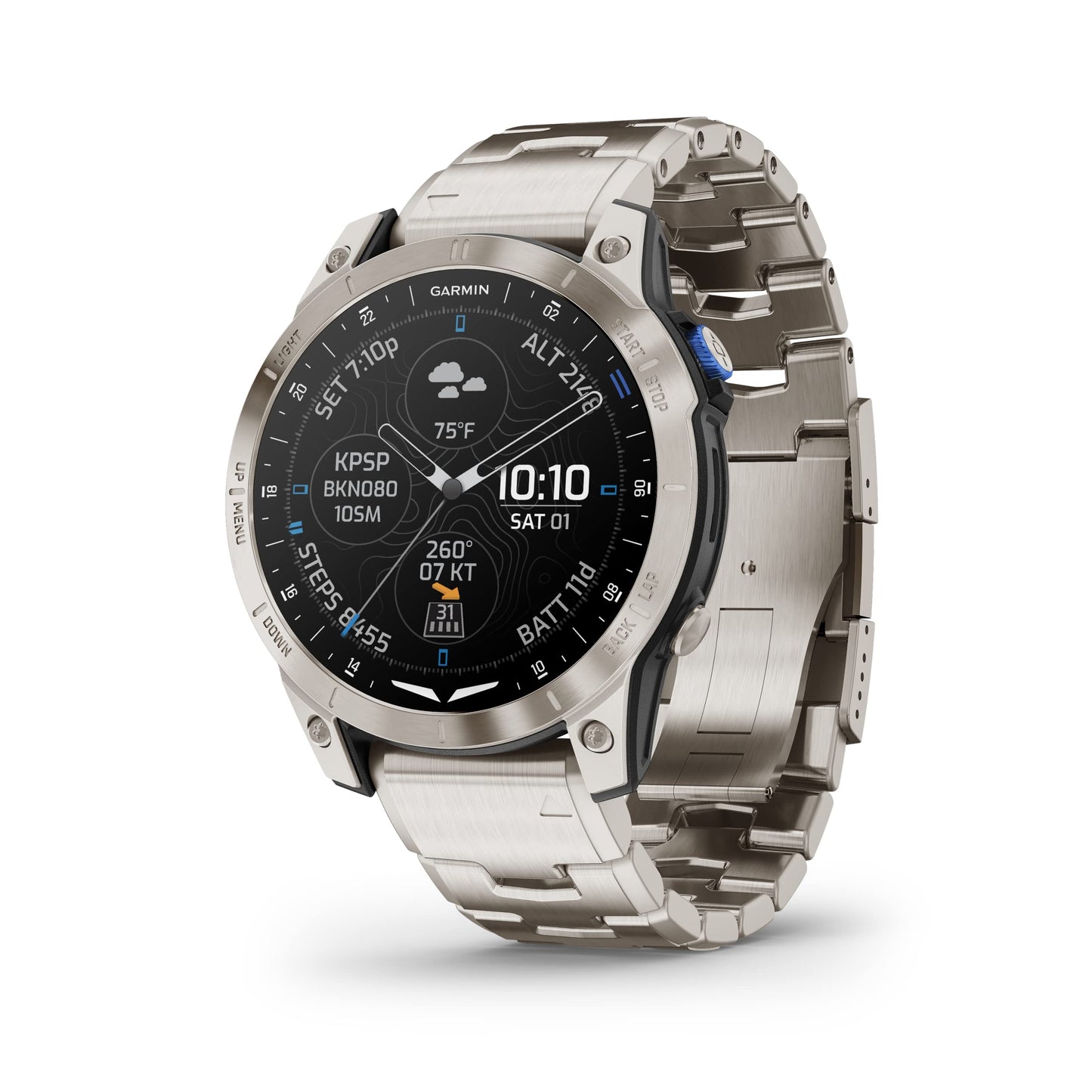 Garmin D2 Mach 1 Aviator Smartwatch: Reloj GPS Premium con Brazalete de Titanio Ventilado y Silicona, Navegación Precisa y Funciones de Vuelo Avanzadas