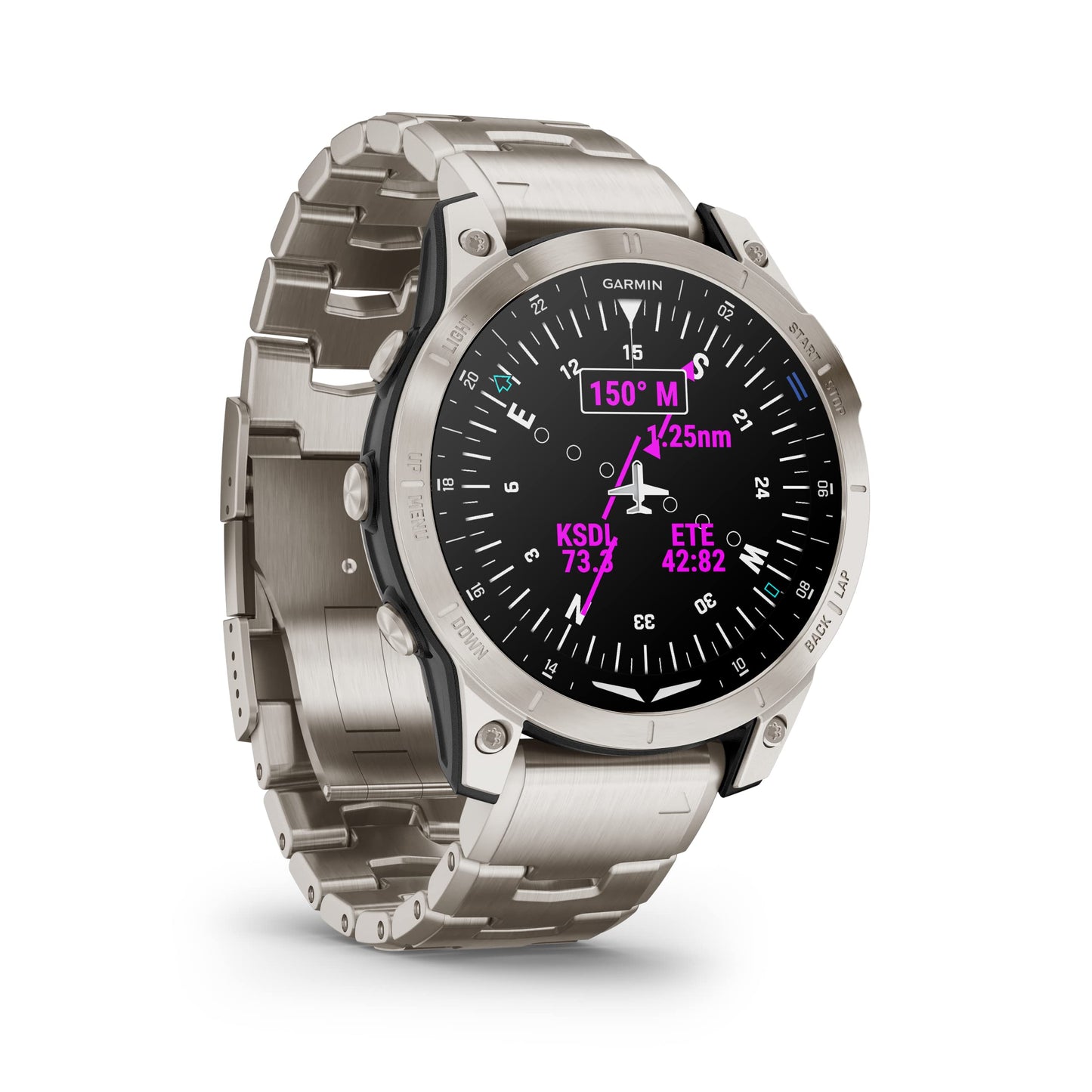 Garmin D2 Mach 1 Aviator Smartwatch: Reloj GPS Premium con Brazalete de Titanio Ventilado y Silicona, Navegación Precisa y Funciones de Vuelo Avanzadas